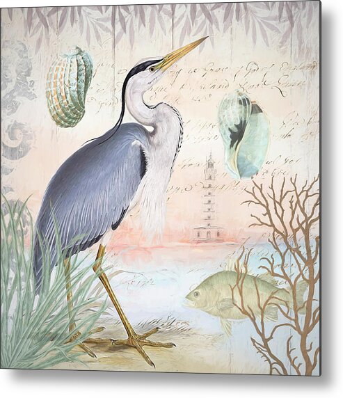 Waterside Birds I Metal Print featuring the photograph Waterside Birds I by Cora Niele