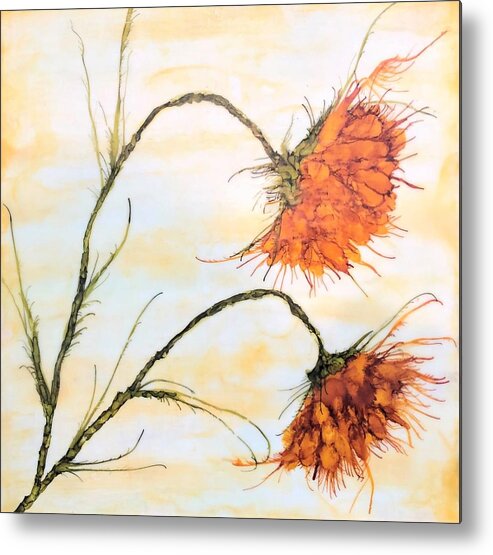 Flowers Metal Print featuring the painting Waving Marigolds by Christine Johanns