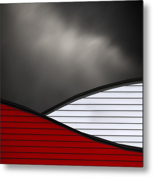 Abstract Metal Print featuring the photograph Wavy Red White Roof by Gilbert Claes
