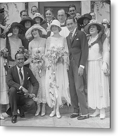 Douglas Fairbanks Sr. Metal Print featuring the photograph Wedding Party Including Douglas by Bettmann