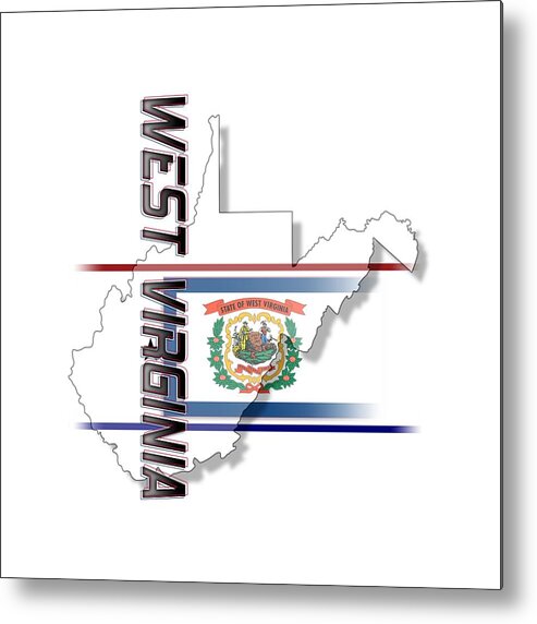 West Virginia Metal Print featuring the digital art West Virginia State Vertical Print by Rick Bartrand