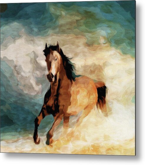 Digital Art And Mixed Media Metal Print featuring the digital art Wild Horse by Lawrence Allen