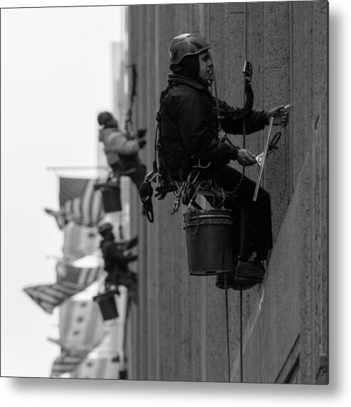 Window Washers Metal Print featuring the photograph Window Washers On Lasalle Street by Keith Yearman