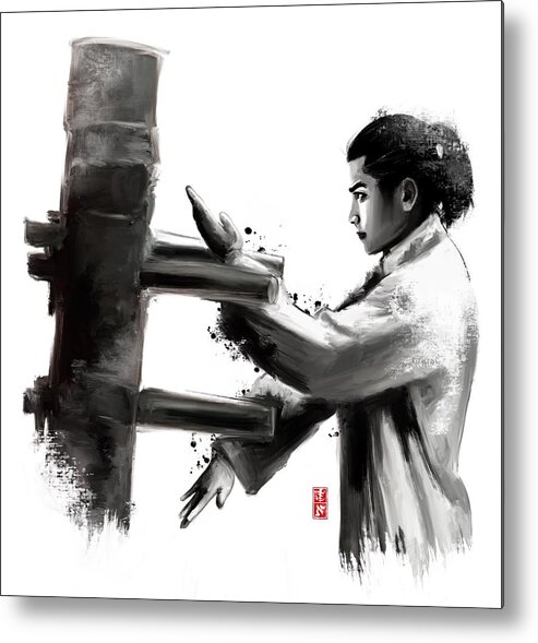 Kung Fu Metal Print featuring the painting Wing Chun Wooden Dummy by Ilyo Tao