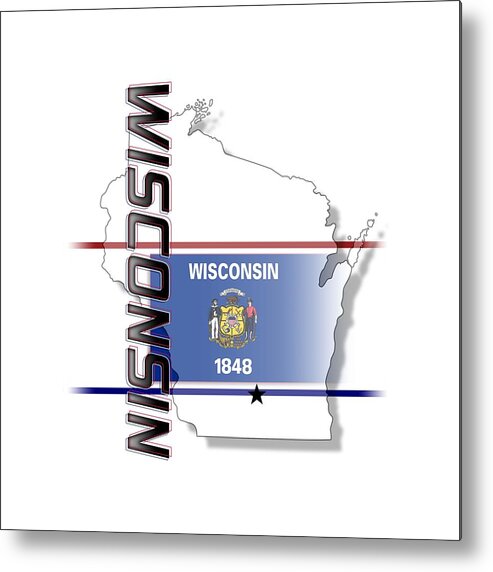 Wisconsin Metal Print featuring the digital art Wisconsin State Vertical Print by Rick Bartrand