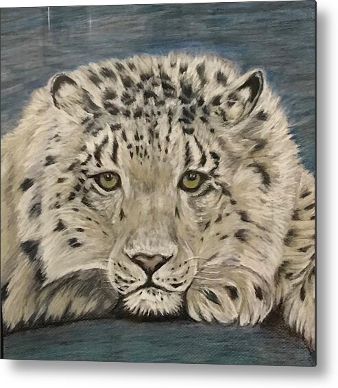 Snow Leopard Metal Print featuring the photograph Wondering by Diane Sleger