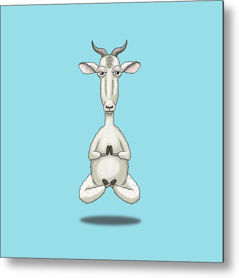 Goat Metal Print featuring the digital art Zen Goat Meditating by Laura Ostrowski