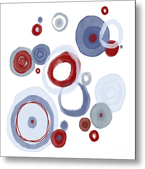 Abstract Shapes Metal Print featuring the digital art Abstract Circles in Red White and Blue #1 by Patricia Awapara
