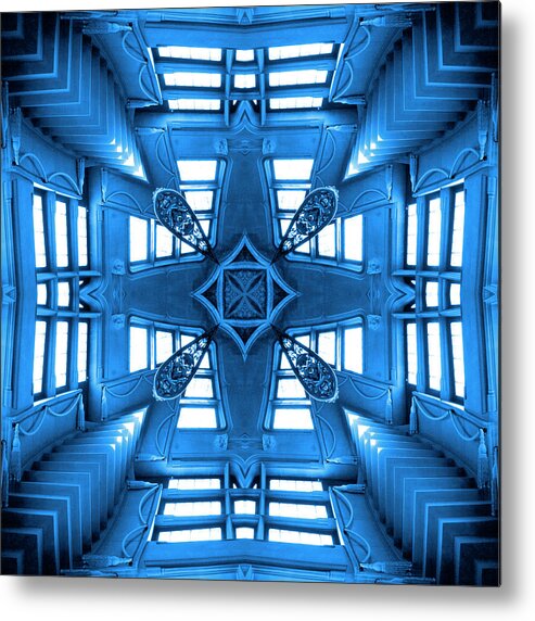 Abstract Stairs Metal Print featuring the photograph Abstract Stairs 2 in Blue by Mike McGlothlen