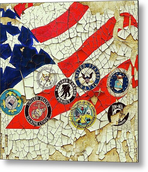  Metal Print featuring the mixed media Flag by Angie ONeal