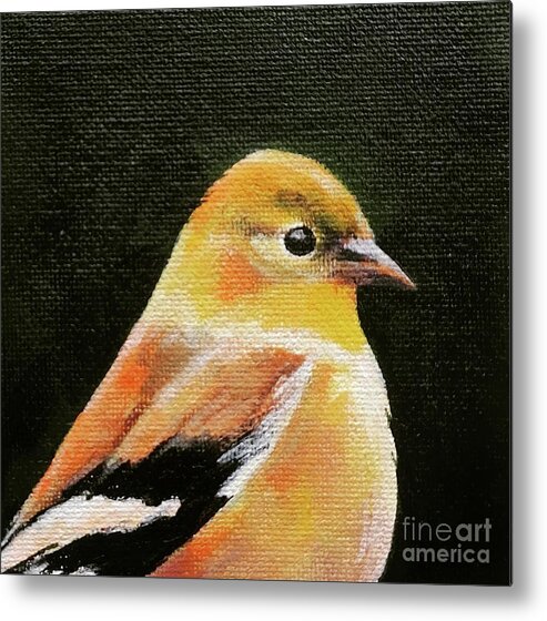 Original Painting Metal Print featuring the painting Goldfinch II by Lisa Dionne