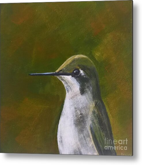 Hummingbird Metal Print featuring the painting Hummingbird by Lisa Dionne