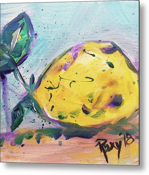 Lemon Metal Print featuring the painting Lemon Drop #1 by Roxy Rich