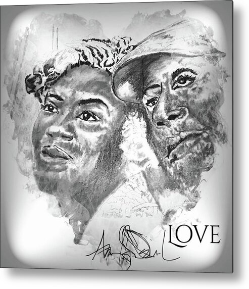 Metal Print featuring the drawing Love by Angie ONeal