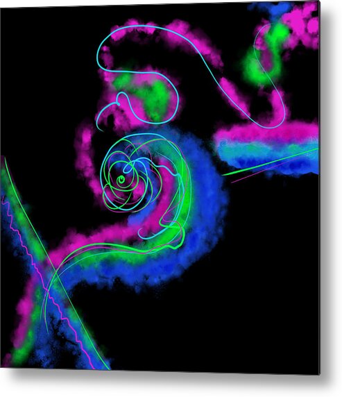 Neon Lights Metal Print featuring the digital art Neon Nights by Amber Lasche