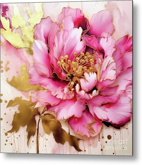 Peony Metal Print featuring the painting Pink Peony Rapture #2 by Tina LeCour