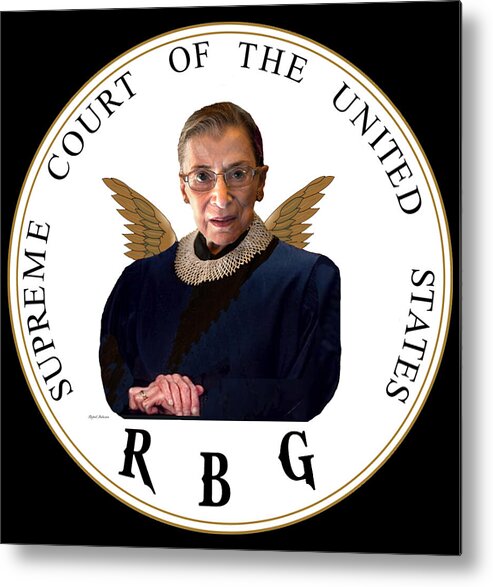Portraits; Modern; Contemporary; Set Design; Gallery Wall; Art For Interior Designers; Book Cover; Wall Art; Album Cover; Cutting Edge; Rbg; Ruth Bader Ginsburg; Lawyer; Judge; Womens Rights; Civil Liberty Metal Print featuring the digital art Ruth Bader Ginsburg - RBG #3 by Rafael Salazar