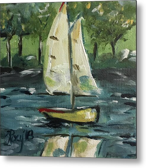 Sailboat Painting Metal Print featuring the painting Sails and Sails #1 by Roxy Rich