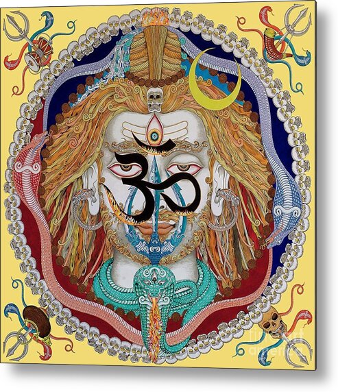 Om Metal Print featuring the painting Shiva OM #3 by Vrindavan Das