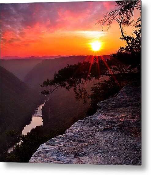 Cliff Metal Print featuring the photograph Sky on Fire #1 by Lisa Lambert-Shank