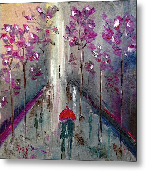 Romantic Metal Print featuring the painting Strolling by Roxy Rich