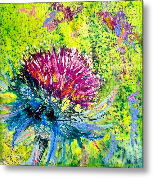 Thistles Metal Print featuring the painting Wild Thing - Thistle by Cheryl Prather