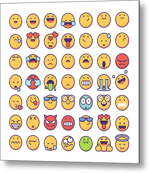 Cool Attitude Metal Print featuring the drawing Emoticons collection #11 by Calvindexter