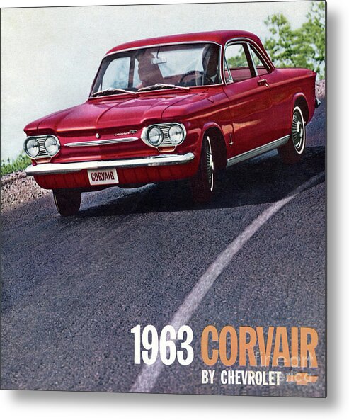 1963 Metal Print featuring the photograph 1963 Corvair Brochure Cover by Ron Long
