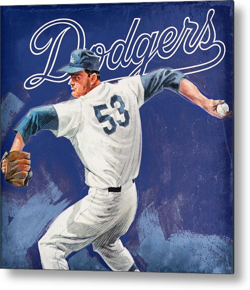 La Dodgers Metal Print featuring the mixed media 1968 Los Angeles Dodgers Remix Art by Row One Brand