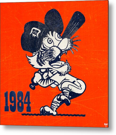 Detroit Metal Print featuring the mixed media 1984 Detroit Tigers Baseball Art by Row One Brand