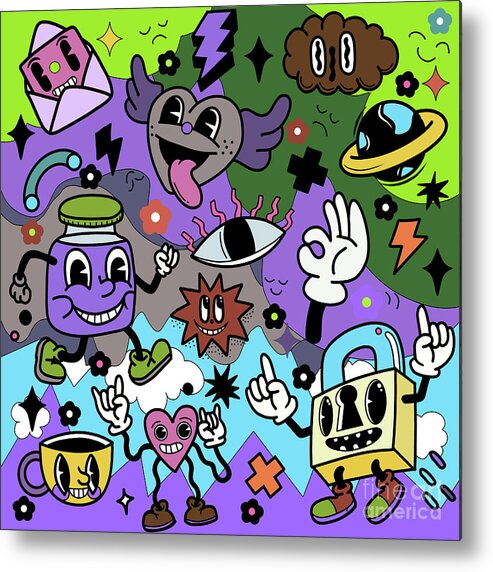 Hand drawn Abstract funny cute Comic characters.illustration for #3 Metal  Print by Pakpong Pongatichat - Pixels