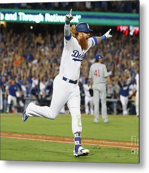 Game Two Metal Print featuring the photograph Justin Turner by Ezra Shaw