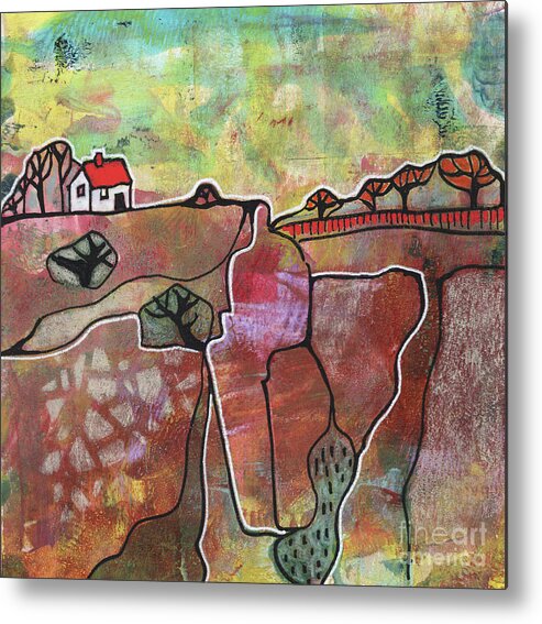 Collages Metal Print featuring the painting Seasonal Landscape - Autumn #4 by Ariadna De Raadt