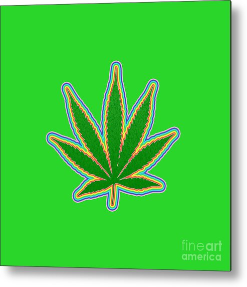 Abstract Metal Print featuring the digital art Marijuana Leaf #4 by Bruce Rolff