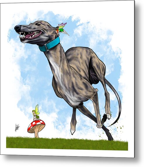 6448 Metal Print featuring the drawing 6448 Rhoades by Canine Caricatures By John LaFree