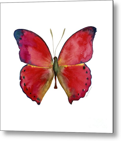 Red Butterfly Metal Print featuring the painting 83 Red Glider Butterfly by Amy Kirkpatrick