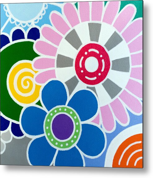 Flowers Metal Print featuring the painting 9 Blooms by Beth Ann Scott