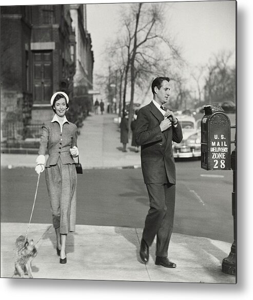 Couple Metal Print featuring the photograph A Couple Mailing A Letter In New York City by Frances McLaughlin-Gill
