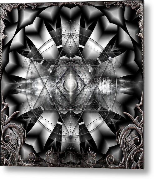 Sacred Geometry Metal Print featuring the digital art A Silver Lining by Michael Damiani