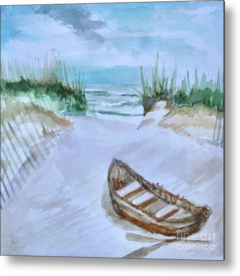 Landscape Metal Print featuring the painting A Trip to the Beach by Elizabeth Robinette Tyndall