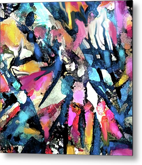 Colorful Abstract Metal Print featuring the mixed media Abstract 303 by Jean Batzell Fitzgerald