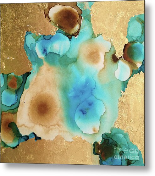 Abstract Painting Metal Print featuring the painting Abstract Aqua by Liana Yarckin
