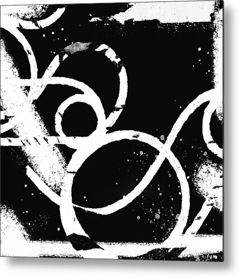 Abstract Black And White Art Metal Print featuring the painting Abstract Black And White by La Moon Art
