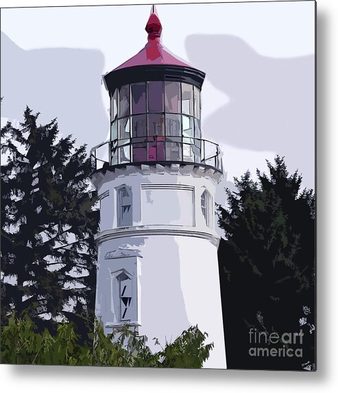 Cape-meares Metal Print featuring the digital art Abstract Cape Meares Lighthouse by Kirt Tisdale