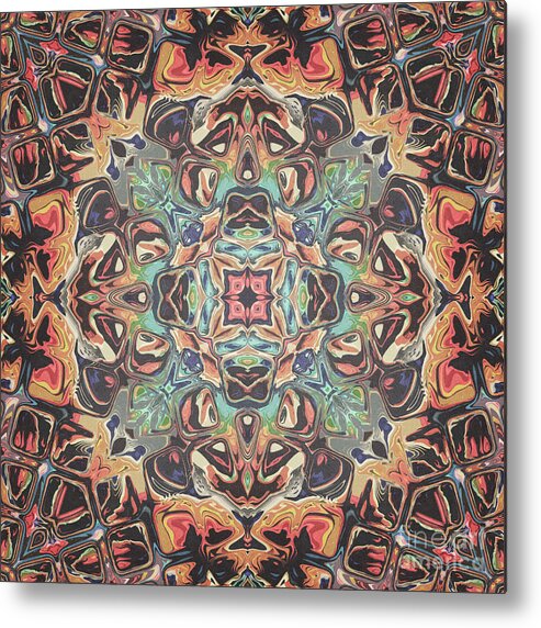 Texture Metal Print featuring the digital art Abstract Circular Mandala by Phil Perkins
