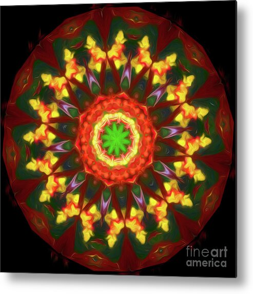 Red Metal Print featuring the digital art Abstract Earth Mandala by Yvonne Johnstone