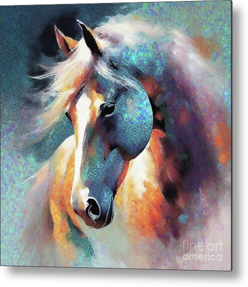 Abstract Metal Print featuring the digital art Abstract Horse Portrait - 01940 by Philip Preston
