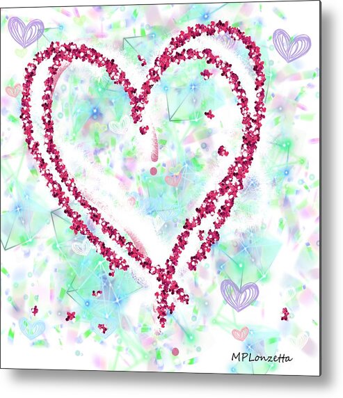 Heart Metal Print featuring the mixed media Abstract Love by Marian Lonzetta