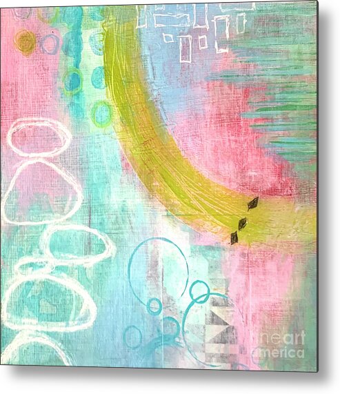 Abstract Metal Print featuring the painting Abstract Pastel 1 by Cheryl Rhodes