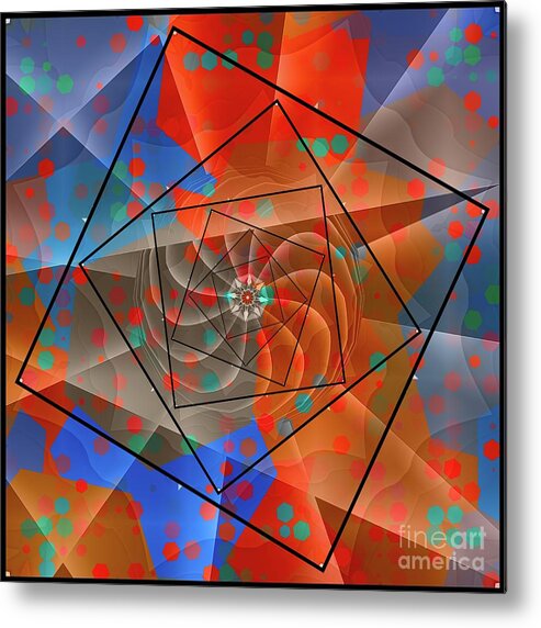 Square Metal Print featuring the digital art Abstract Spiral 1 - Red Blue by Philip Preston